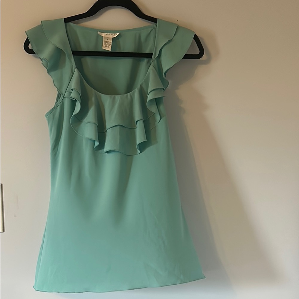 Ruffled Aqua Sleeveless Top
